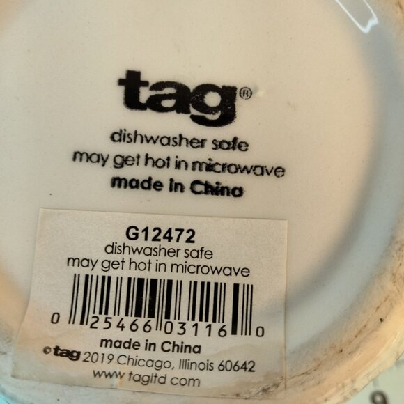 Tag Teddy Bear Hand Warmer Mug Gray White Hot Cocoa Cup - Picture 7 of 7